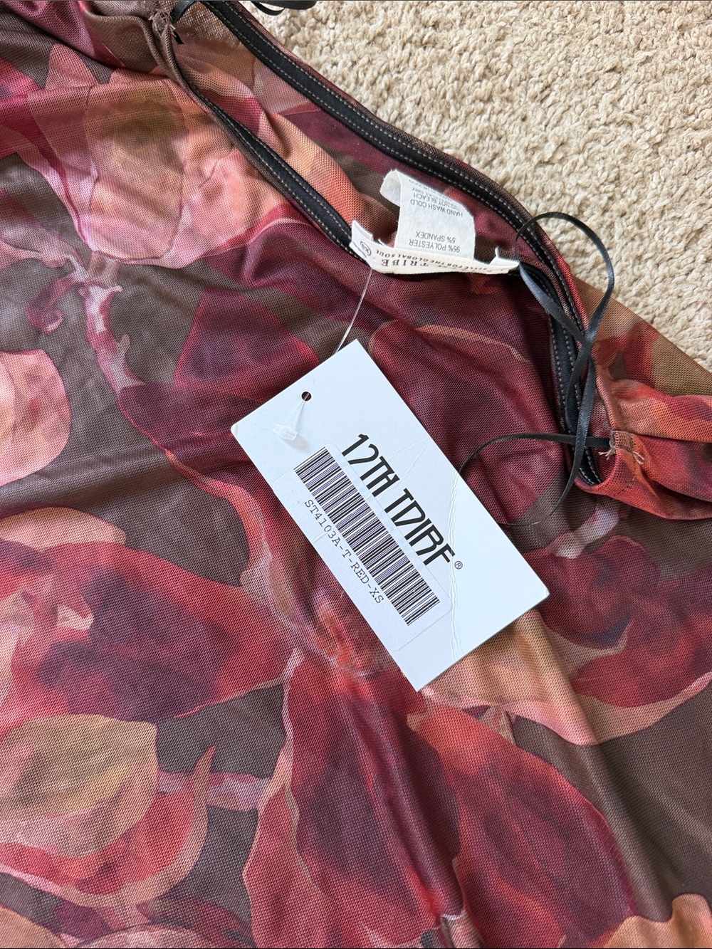 12th tribe, Clear Breeze Mulberry Floral Mesh Top - Picture 4 of 4